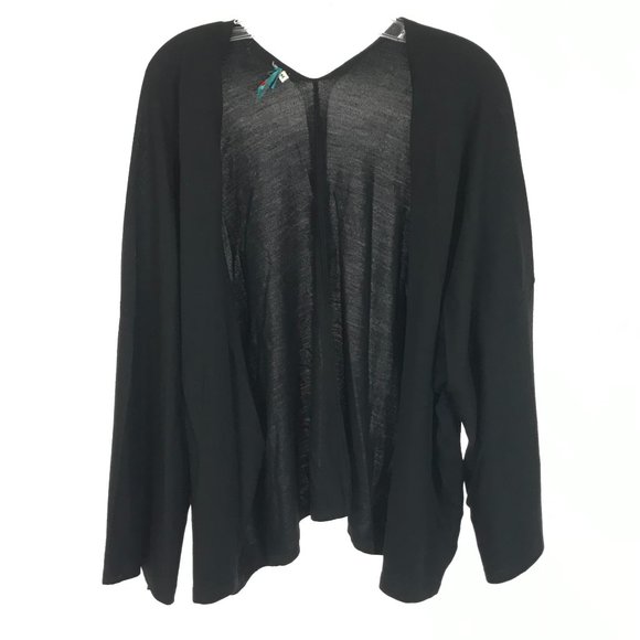 Womens Size Medium Kenzo Black Open Front Kimono Sleeve Cardigan Sweater - Picture 1 of 3